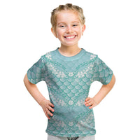 Light Turquoise Mermaid Puakenikeni Maile Lei Kid T Shirt LT01 Turquoise - Polynesian Pride