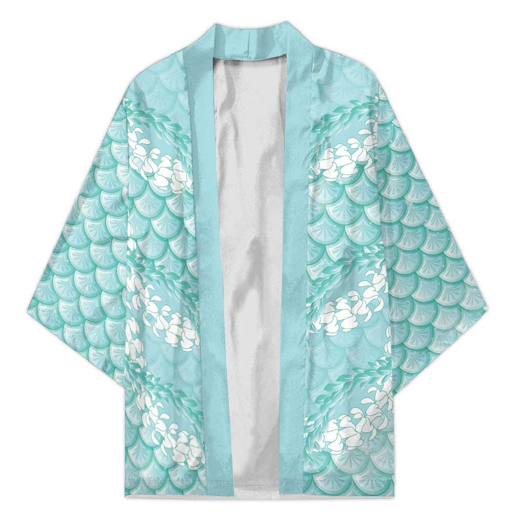Light Turquoise Mermaid Puakenikeni Maile Lei Kimono LT01 Unisex Turquoise - Polynesian Pride