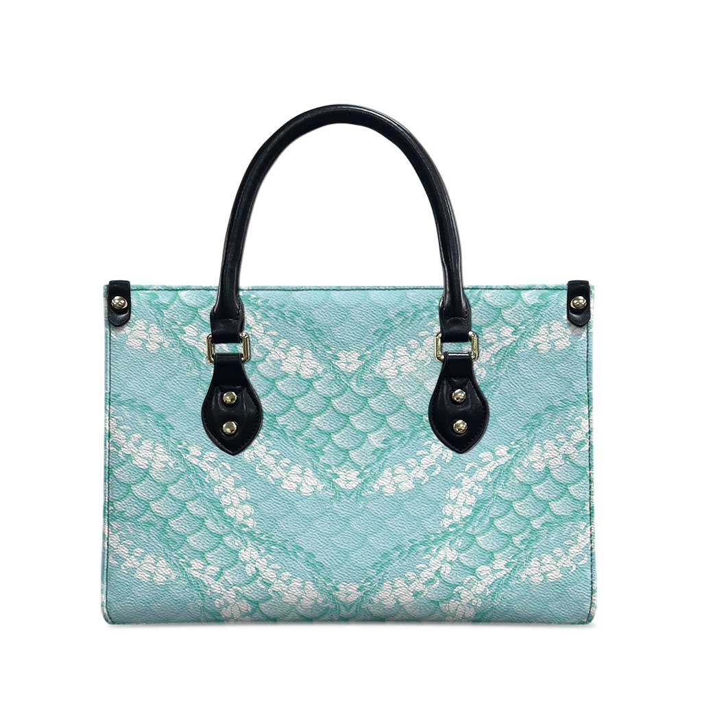 Light Turquoise Mermaid Puakenikeni Maile Lei Leather Bag LT01 - Polynesian Pride