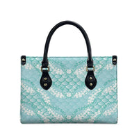 Light Turquoise Mermaid Puakenikeni Maile Lei Leather Bag LT01 - Polynesian Pride