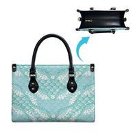 Light Turquoise Mermaid Puakenikeni Maile Lei Leather Bag LT01 - Polynesian Pride