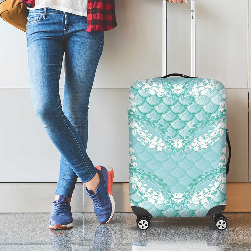 Light Turquoise Mermaid Puakenikeni Maile Lei Luggage Cover LT01 - Polynesian Pride