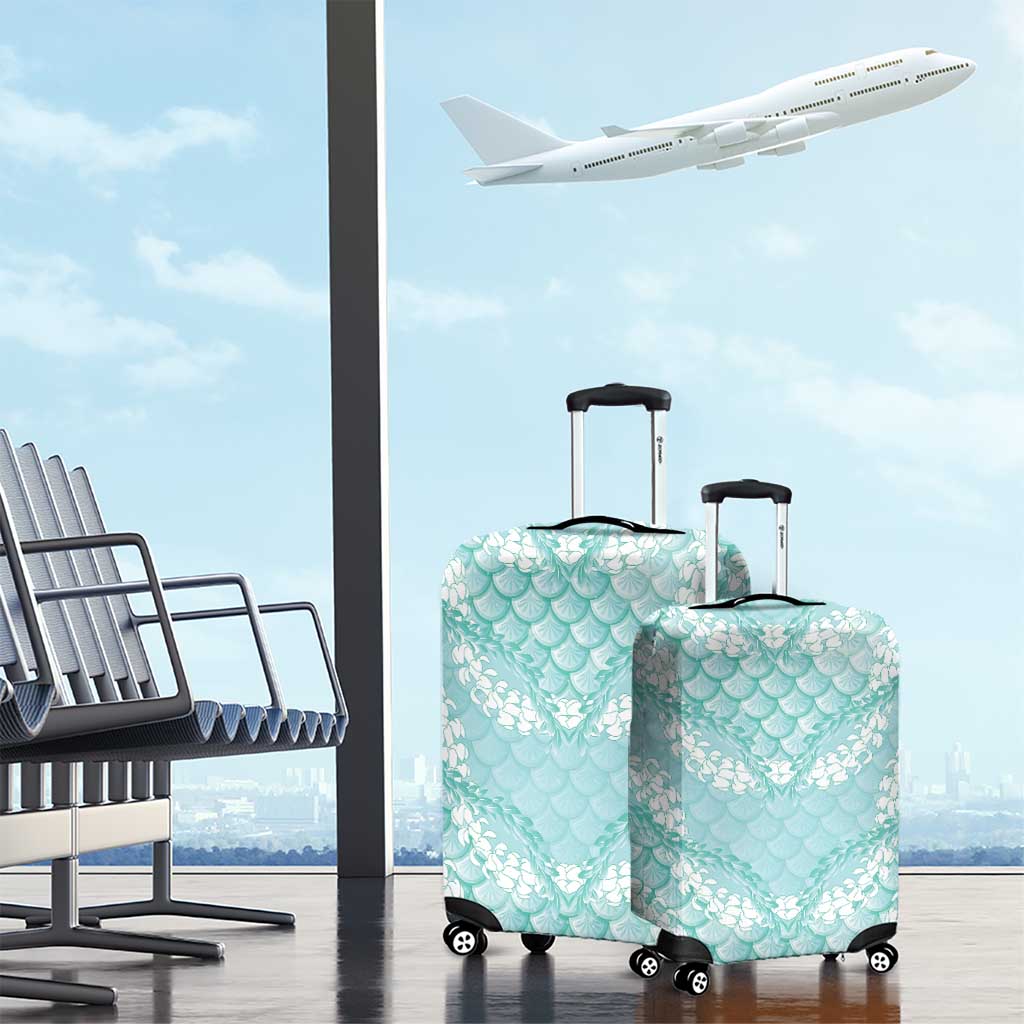 Light Turquoise Mermaid Puakenikeni Maile Lei Luggage Cover LT01 - Polynesian Pride