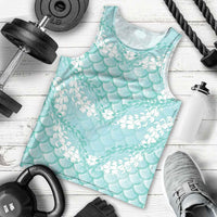 Light Turquoise Mermaid Puakenikeni Maile Lei Men Tank Top LT01 - Polynesian Pride