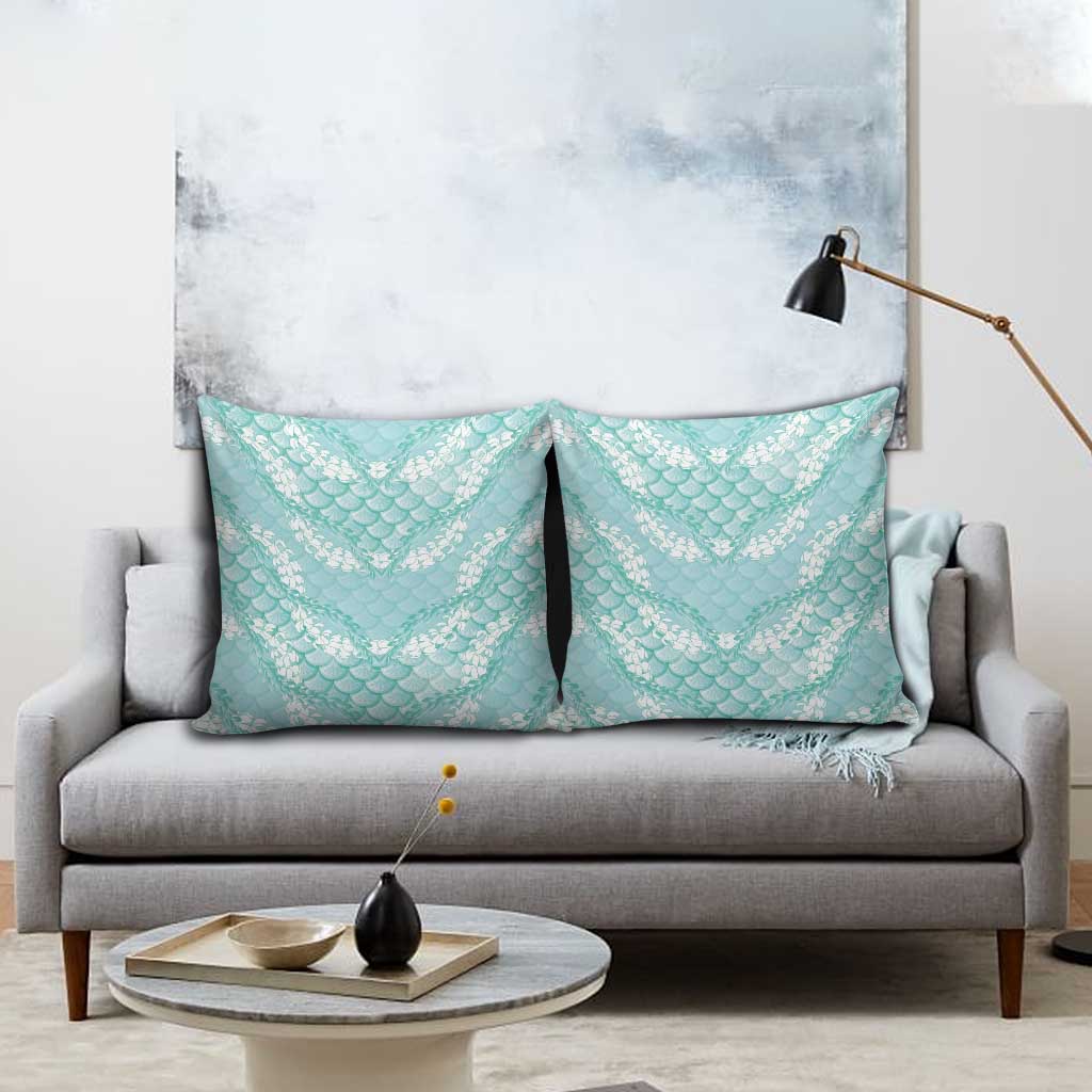 Light Turquoise Mermaid Puakenikeni Maile Lei Pillow Cover LT01 - Polynesian Pride
