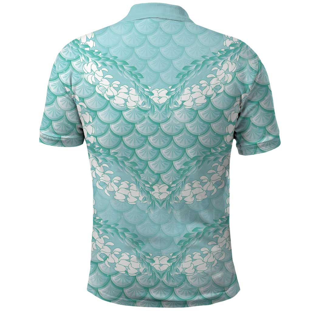 Light Turquoise Mermaid Puakenikeni Maile Lei Polo Shirt LT01 - Polynesian Pride