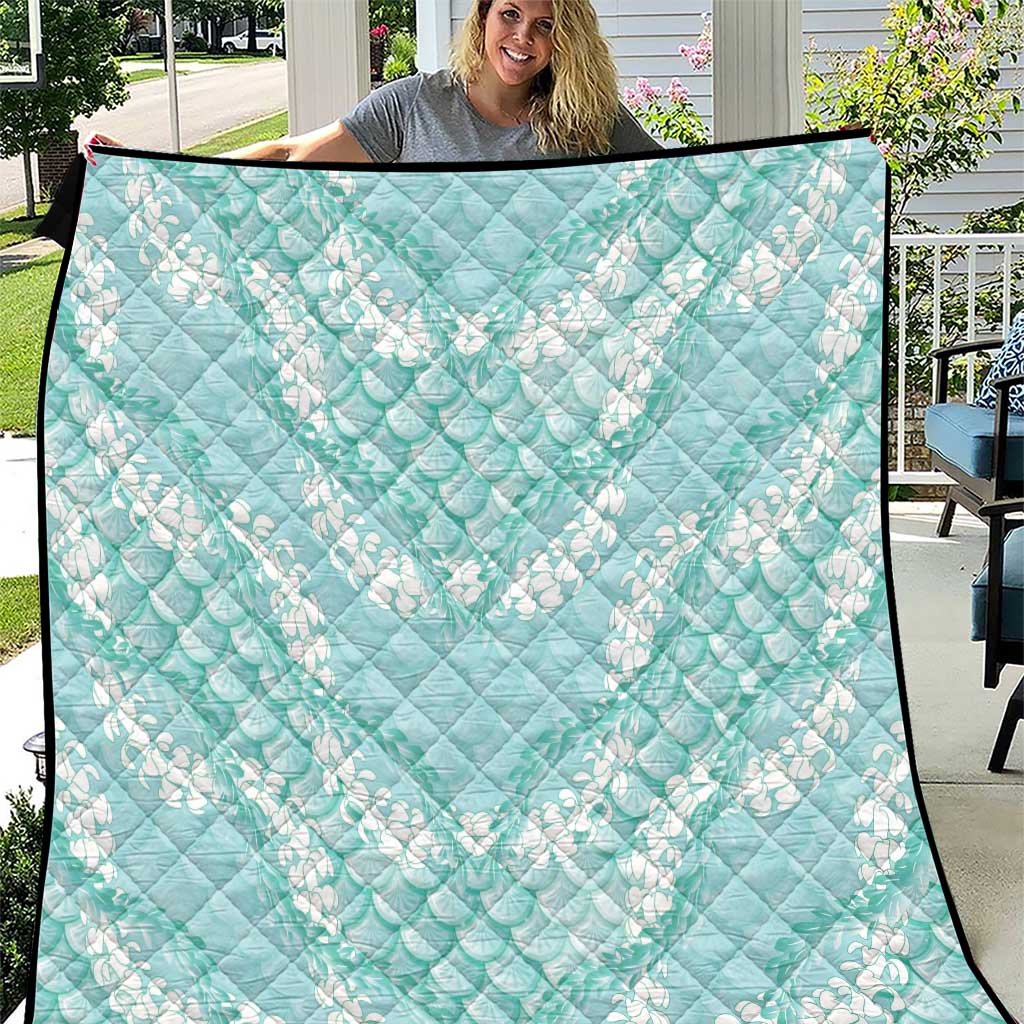 Light Turquoise Mermaid Puakenikeni Maile Lei Quilt LT01 Turquoise - Polynesian Pride