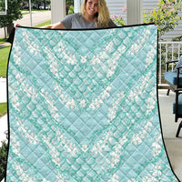 Light Turquoise Mermaid Puakenikeni Maile Lei Quilt LT01 Turquoise - Polynesian Pride