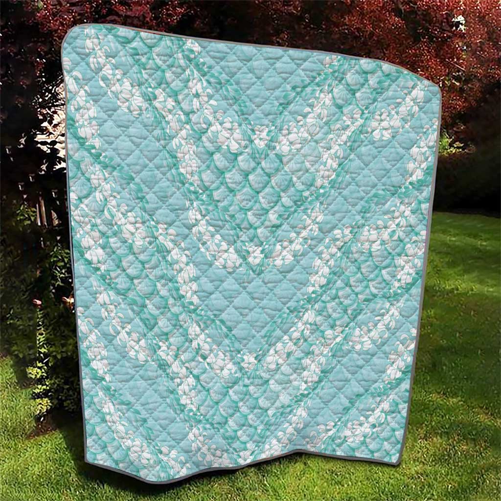 Light Turquoise Mermaid Puakenikeni Maile Lei Quilt LT01 - Polynesian Pride