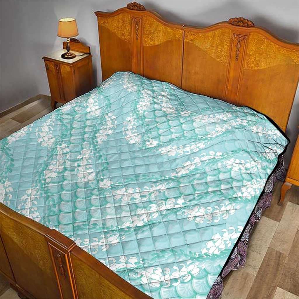 Light Turquoise Mermaid Puakenikeni Maile Lei Quilt LT01 - Polynesian Pride