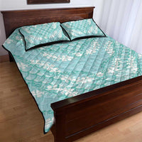 Light Turquoise Mermaid Puakenikeni Maile Lei Quilt Bed Set LT01 - Polynesian Pride