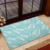 Light Turquoise Mermaid Puakenikeni Maile Lei Rubber Doormat LT01 - Polynesian Pride
