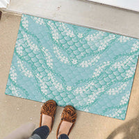 Light Turquoise Mermaid Puakenikeni Maile Lei Rubber Doormat LT01 - Polynesian Pride
