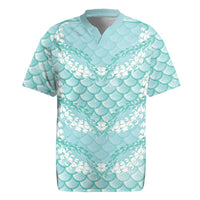 Light Turquoise Mermaid Puakenikeni Maile Lei Rugby Jersey LT01 Turquoise - Polynesian Pride
