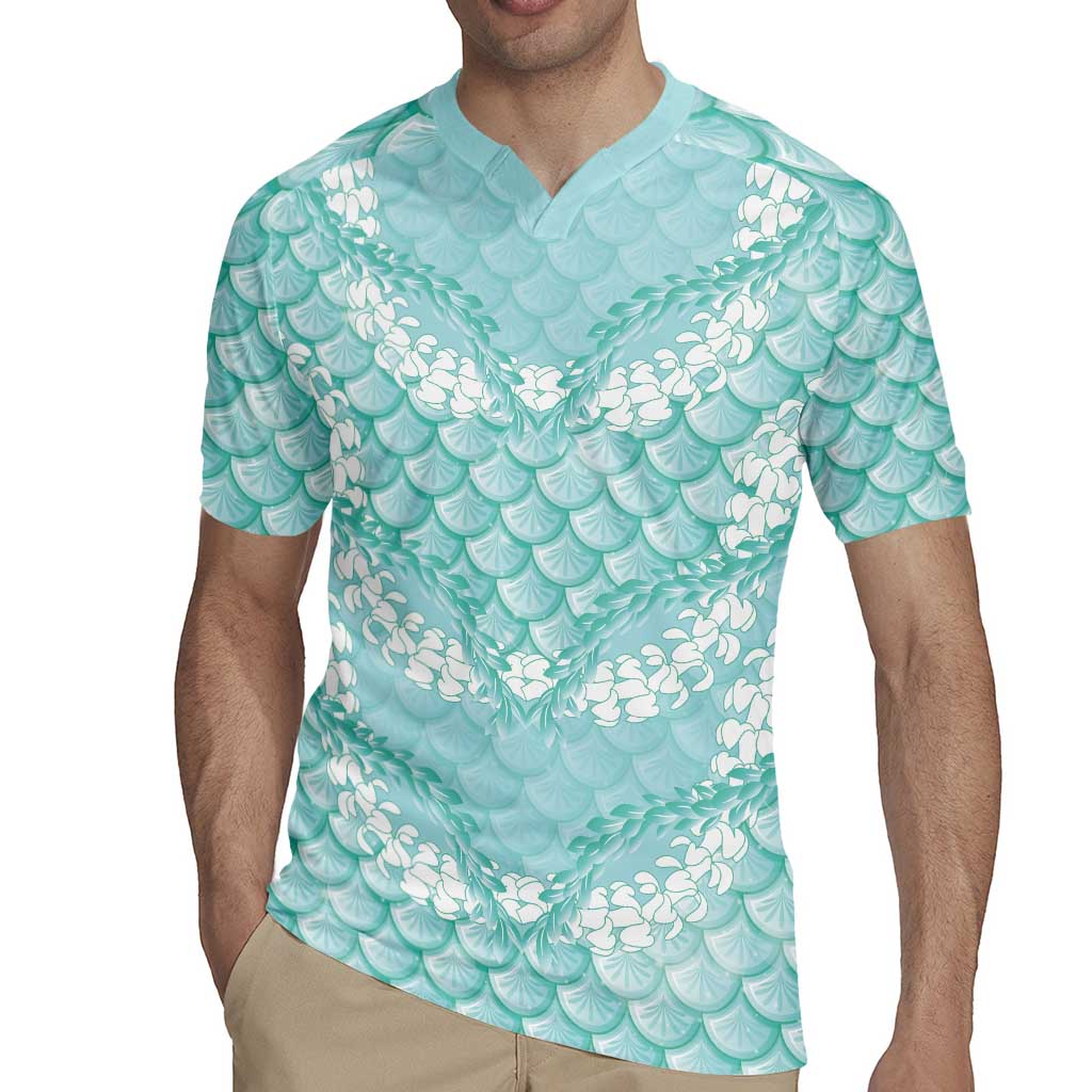 Light Turquoise Mermaid Puakenikeni Maile Lei Rugby Jersey LT01 - Polynesian Pride
