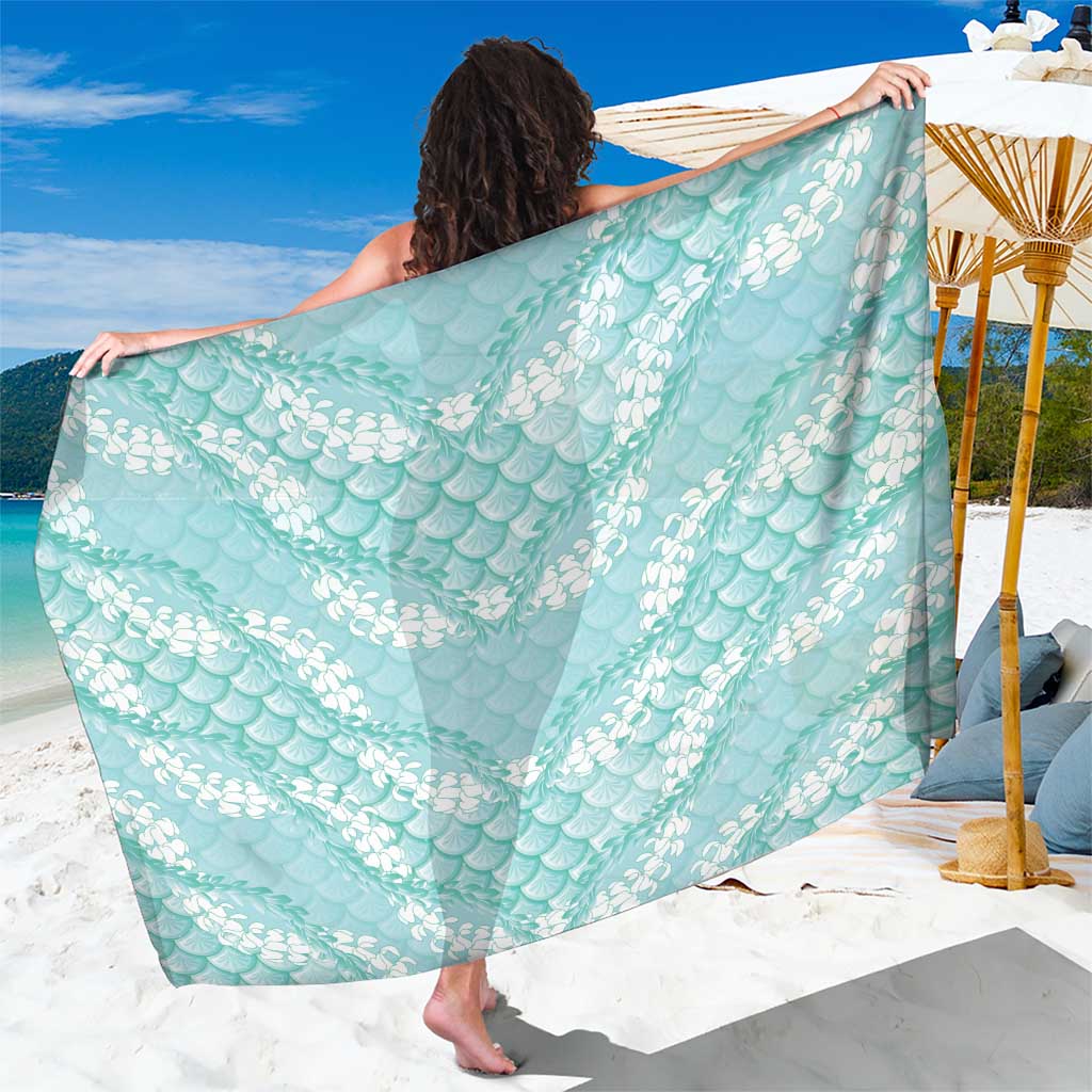 Light Turquoise Mermaid Puakenikeni Maile Lei Sarong LT01 One Size 44 x 66 inches Turquoise - Polynesian Pride