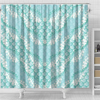 Light Turquoise Mermaid Puakenikeni Maile Lei Shower Curtain LT01 - Polynesian Pride