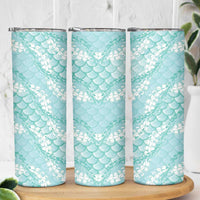 Light Turquoise Mermaid Puakenikeni Maile Lei Skinny Tumbler LT01 - Polynesian Pride