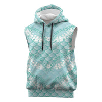 Light Turquoise Mermaid Puakenikeni Maile Lei Sleeveless Hoodie LT01 Turquoise - Polynesian Pride