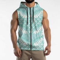 Light Turquoise Mermaid Puakenikeni Maile Lei Sleeveless Zip Hoodie LT01 - Polynesian Pride