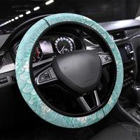 Light Turquoise Mermaid Puakenikeni Maile Lei Steering Wheel Cover LT01 Universal Fit Turquoise - Polynesian Pride