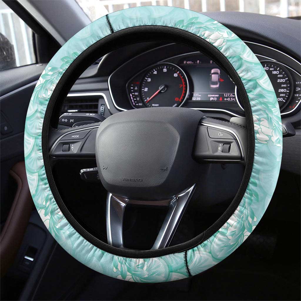 Light Turquoise Mermaid Puakenikeni Maile Lei Steering Wheel Cover LT01 - Polynesian Pride