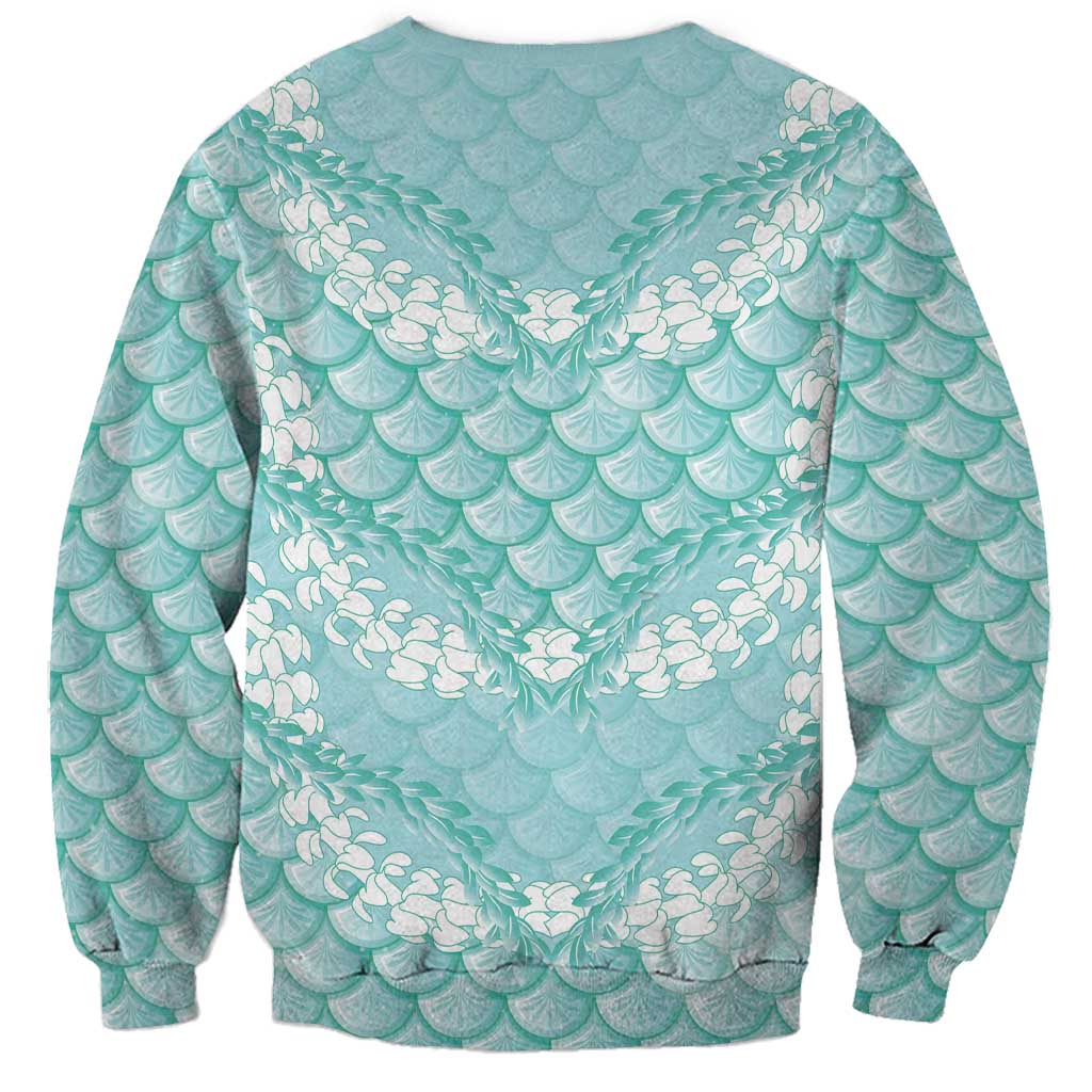 Light Turquoise Mermaid Puakenikeni Maile Lei Sweatshirt LT01 - Polynesian Pride