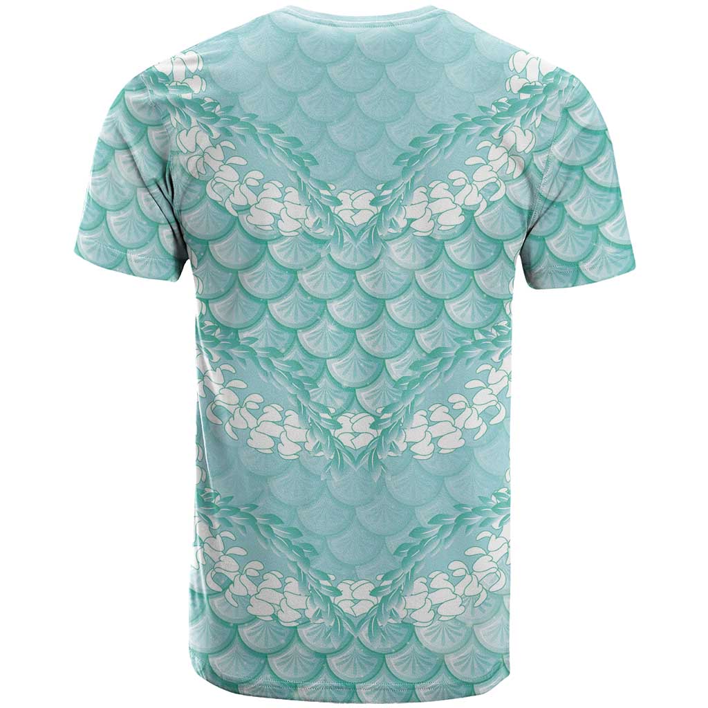 Light Turquoise Mermaid Puakenikeni Maile Lei T Shirt LT01 - Polynesian Pride