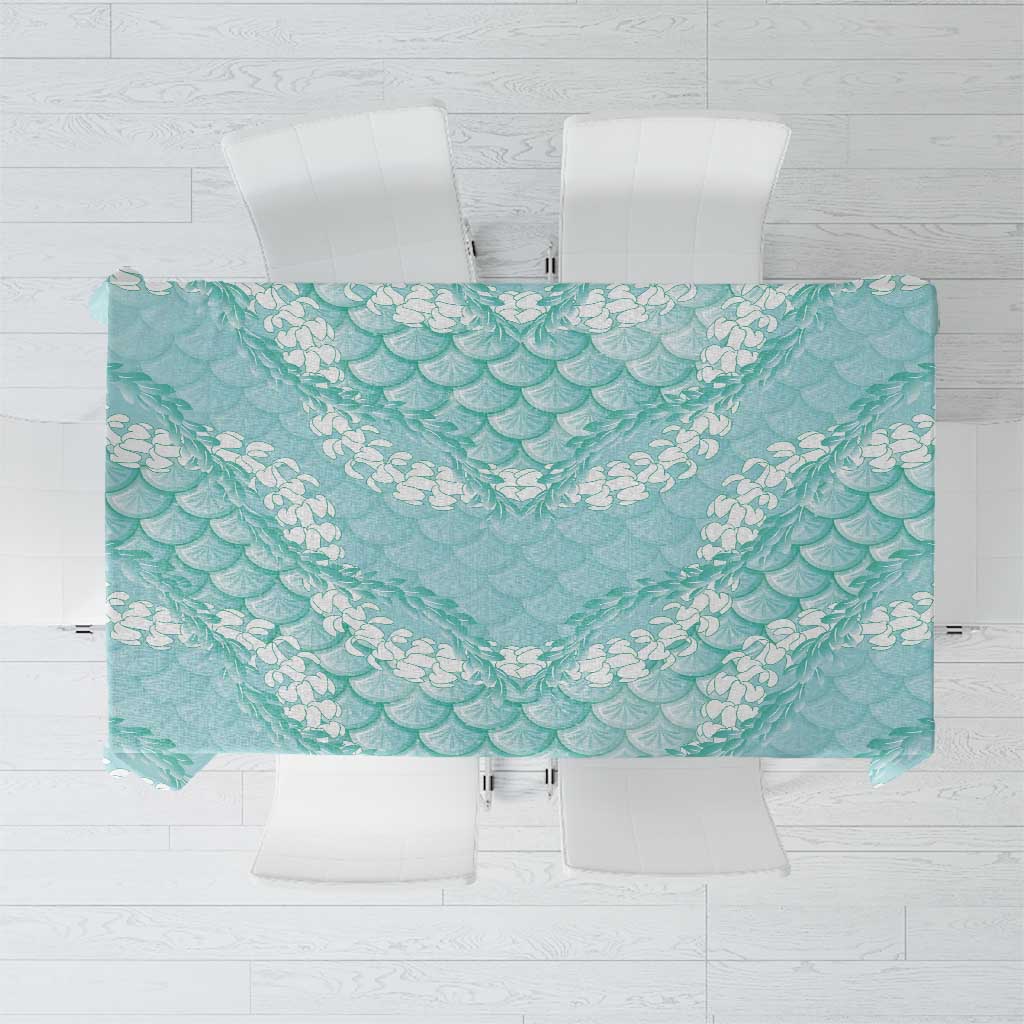 Light Turquoise Mermaid Puakenikeni Maile Lei Tablecloth LT01 Turquoise - Polynesian Pride