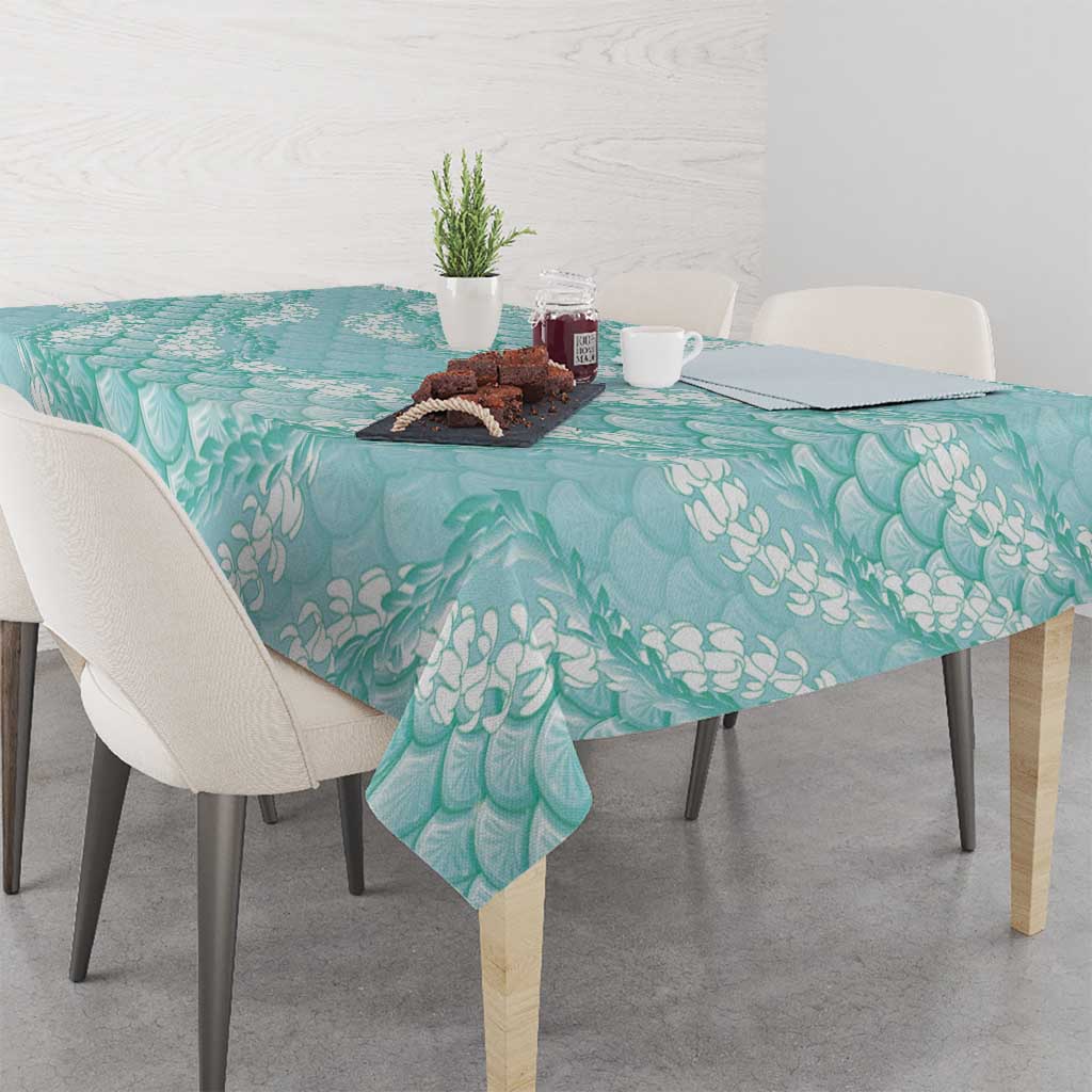 Light Turquoise Mermaid Puakenikeni Maile Lei Tablecloth LT01 - Polynesian Pride