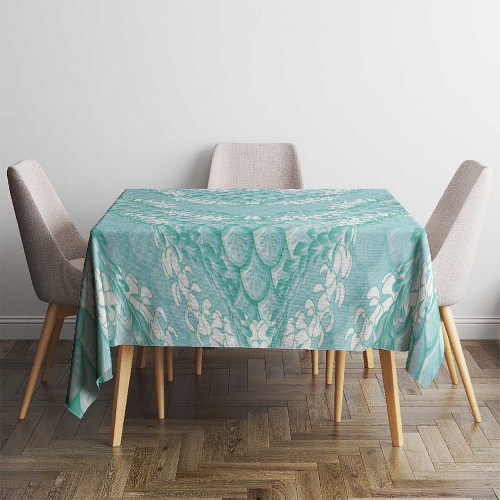 Light Turquoise Mermaid Puakenikeni Maile Lei Tablecloth LT01 - Polynesian Pride