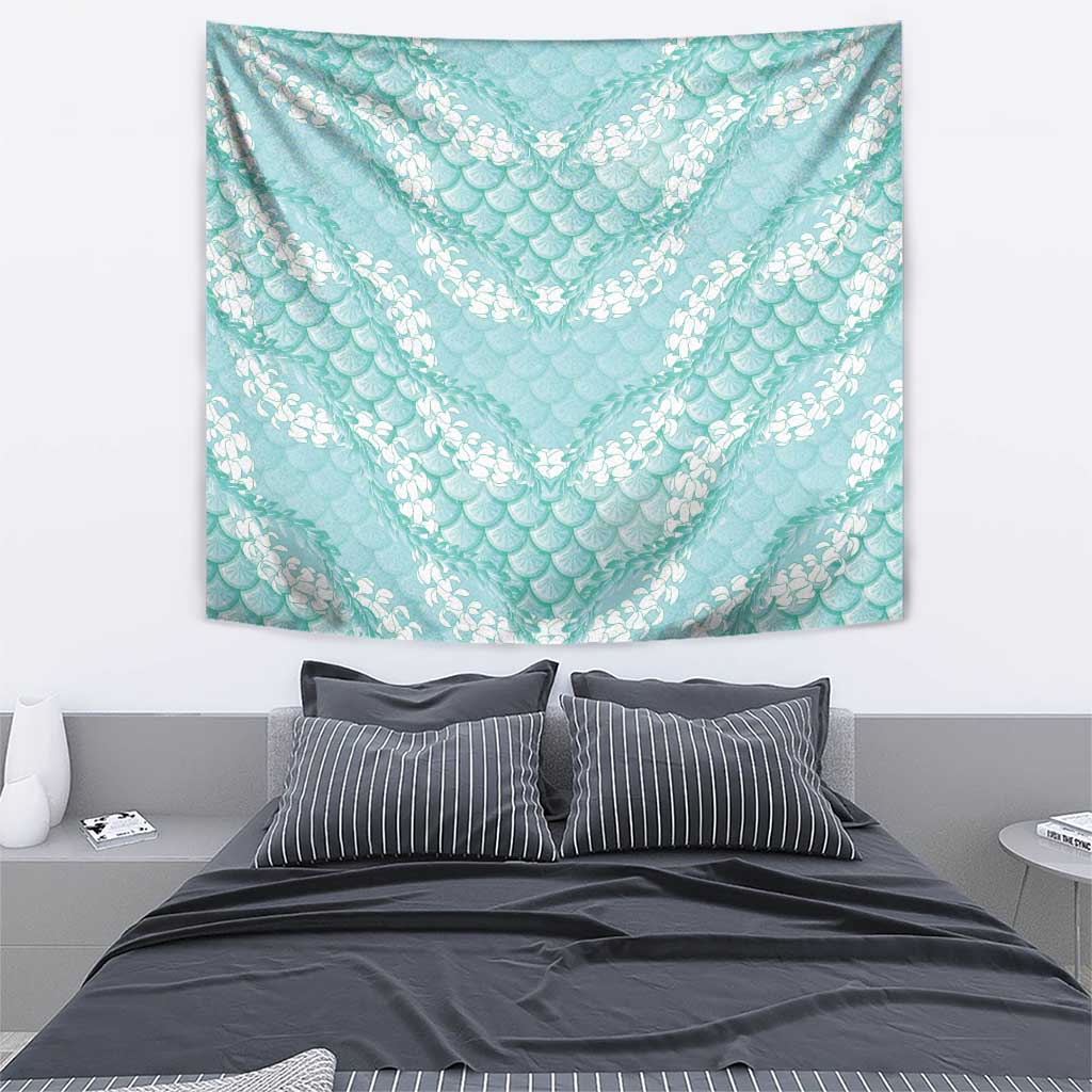 Light Turquoise Mermaid Puakenikeni Maile Lei Tapestry LT01 - Polynesian Pride