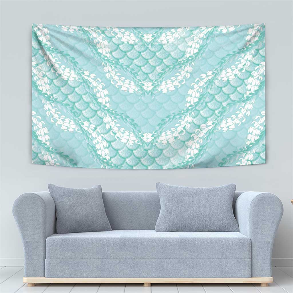 Light Turquoise Mermaid Puakenikeni Maile Lei Tapestry LT01 - Polynesian Pride