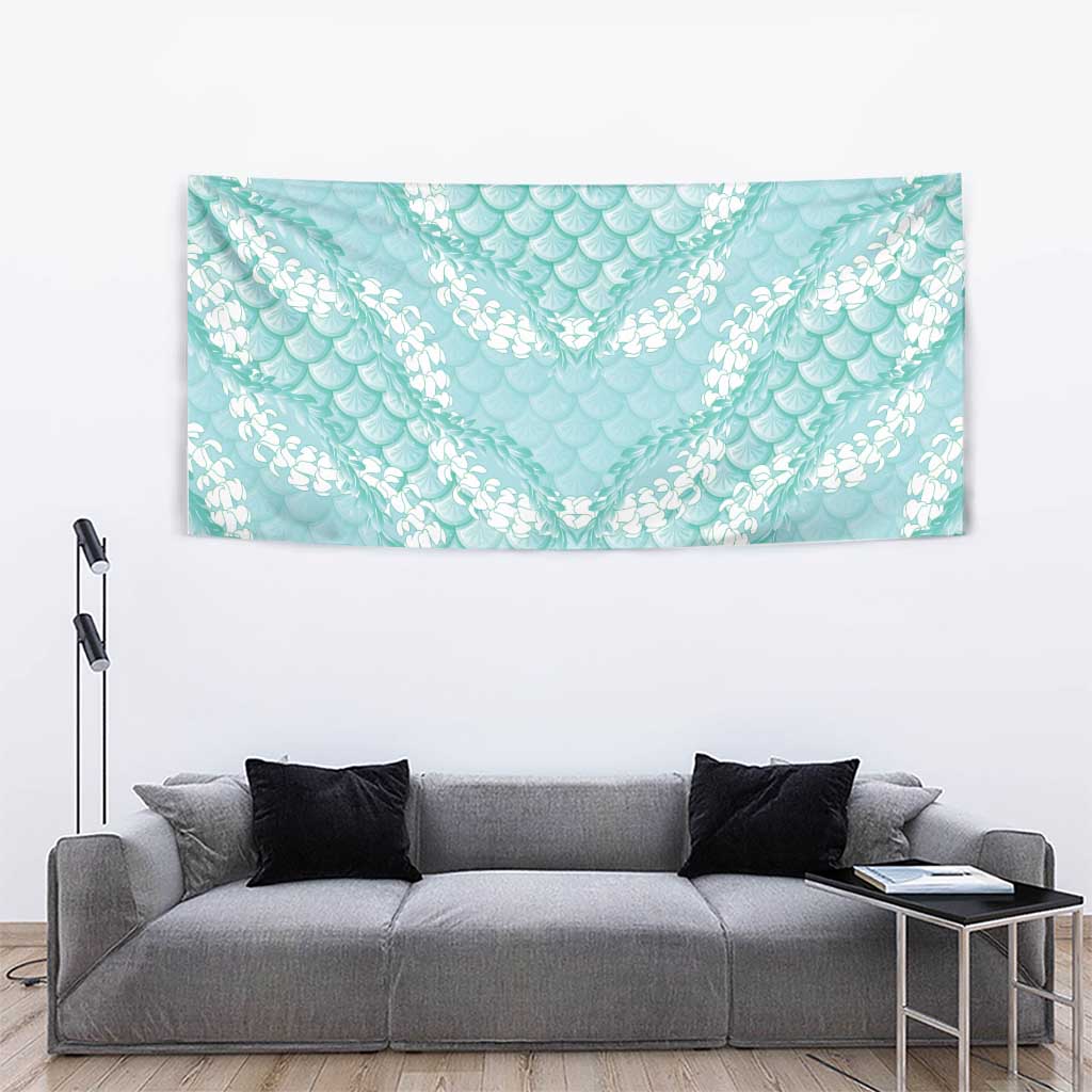 Light Turquoise Mermaid Puakenikeni Maile Lei Tapestry LT01 - Polynesian Pride