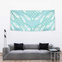 Light Turquoise Mermaid Puakenikeni Maile Lei Tapestry LT01 - Polynesian Pride