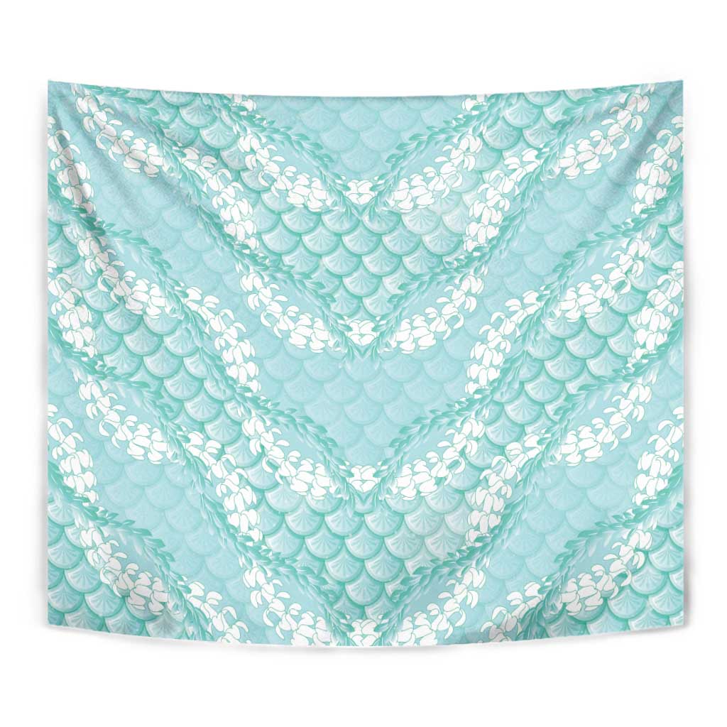 Light Turquoise Mermaid Puakenikeni Maile Lei Tapestry LT01 - Polynesian Pride