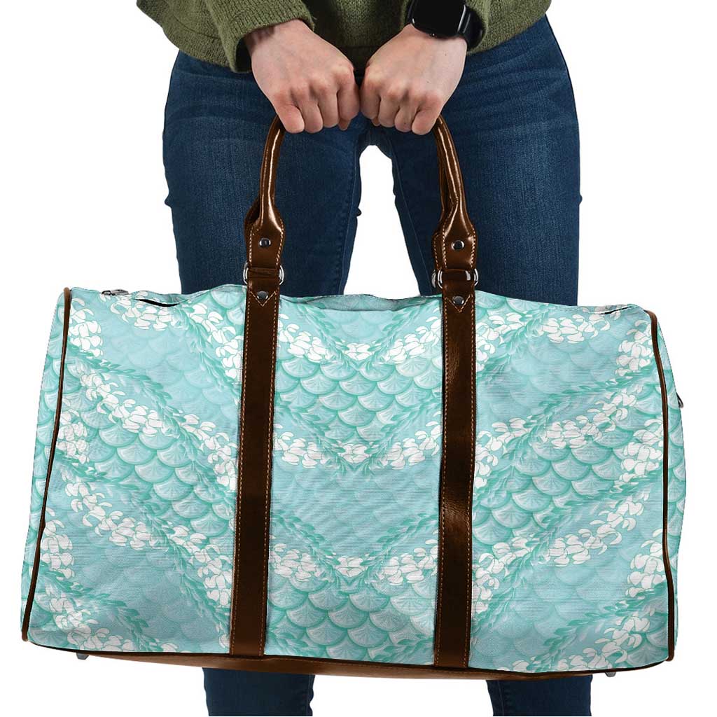 Light Turquoise Mermaid Puakenikeni Maile Lei Travel Bag