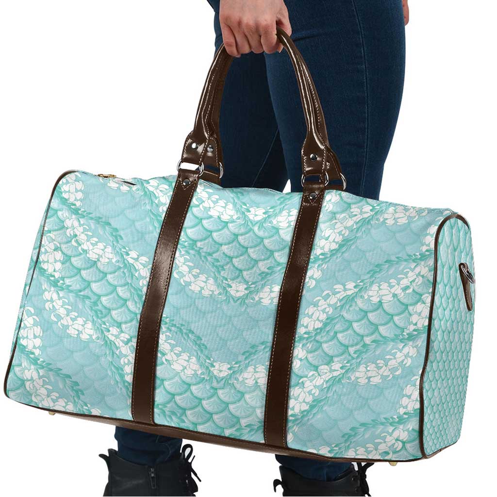 Light Turquoise Mermaid Puakenikeni Maile Lei Travel Bag
