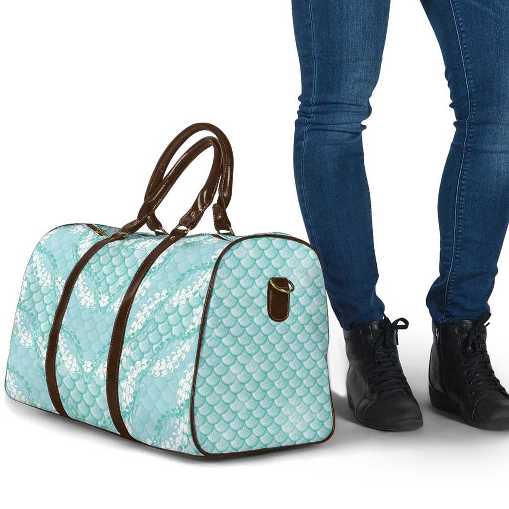 Light Turquoise Mermaid Puakenikeni Maile Lei Travel Bag