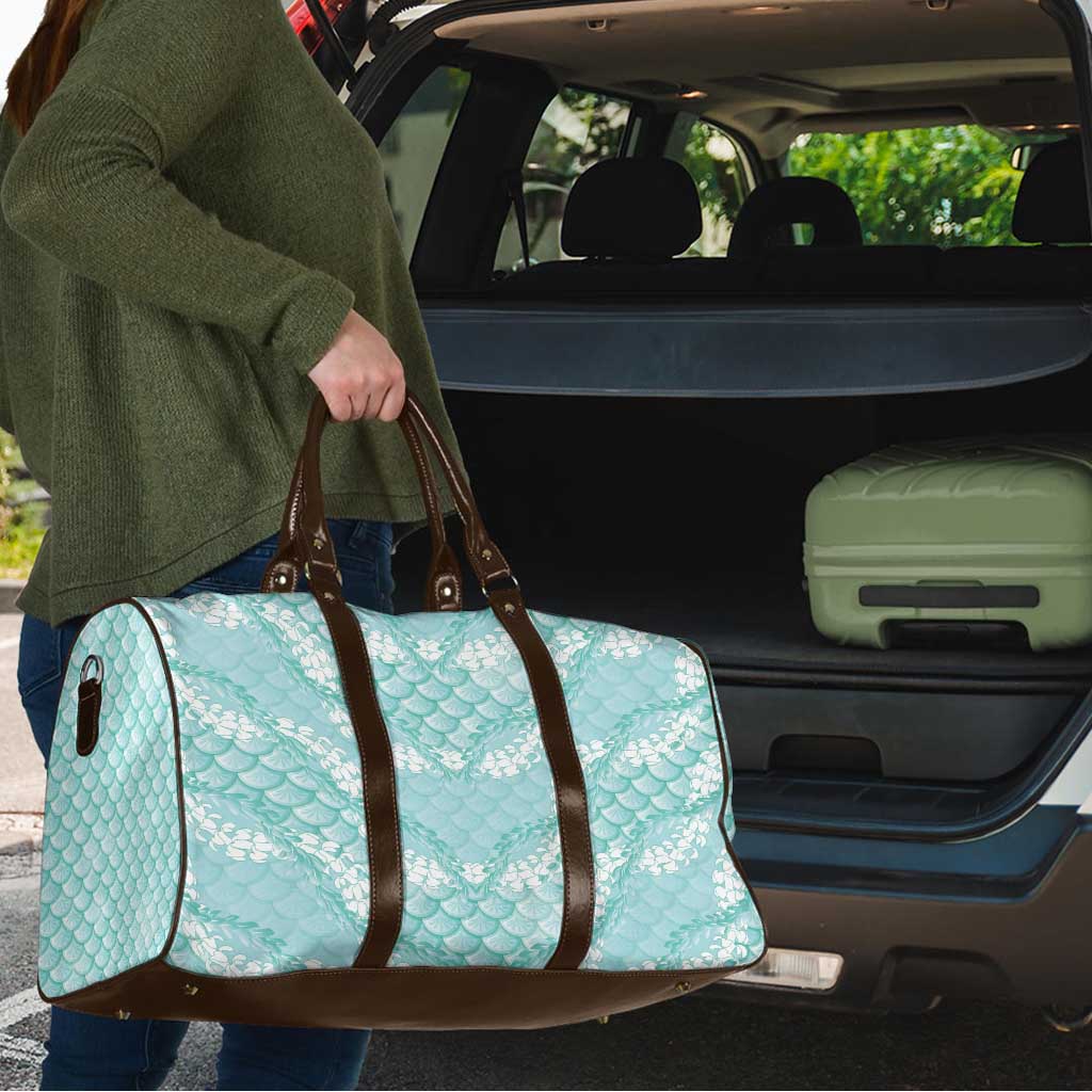 Light Turquoise Mermaid Puakenikeni Maile Lei Travel Bag