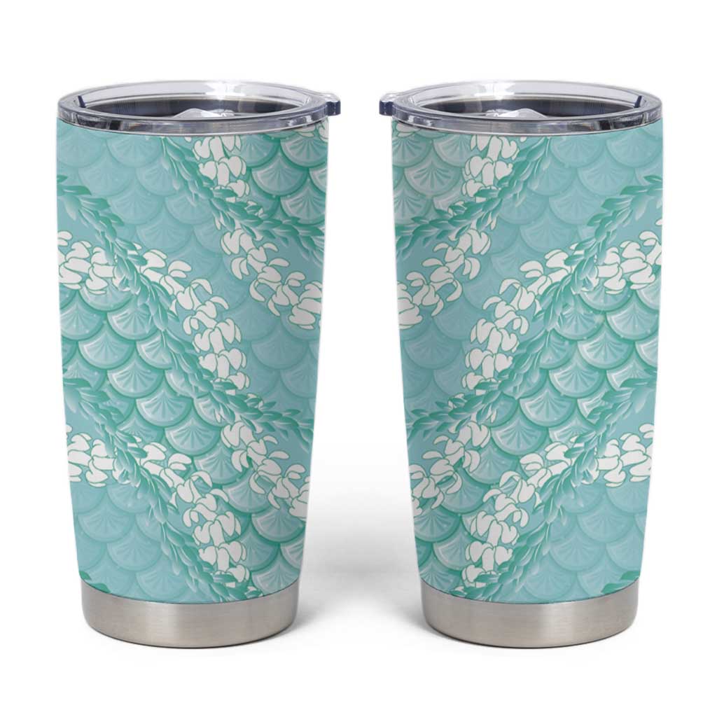 Light Turquoise Mermaid Puakenikeni Maile Lei Tumbler Cup LT01 Turquoise - Polynesian Pride