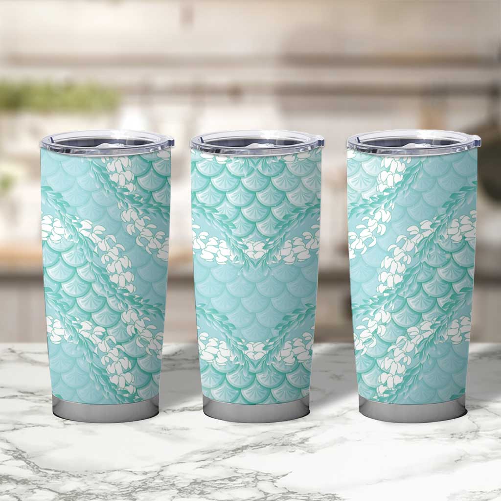 Light Turquoise Mermaid Puakenikeni Maile Lei Tumbler Cup LT01 - Polynesian Pride
