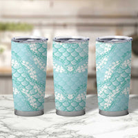 Light Turquoise Mermaid Puakenikeni Maile Lei Tumbler Cup LT01 - Polynesian Pride