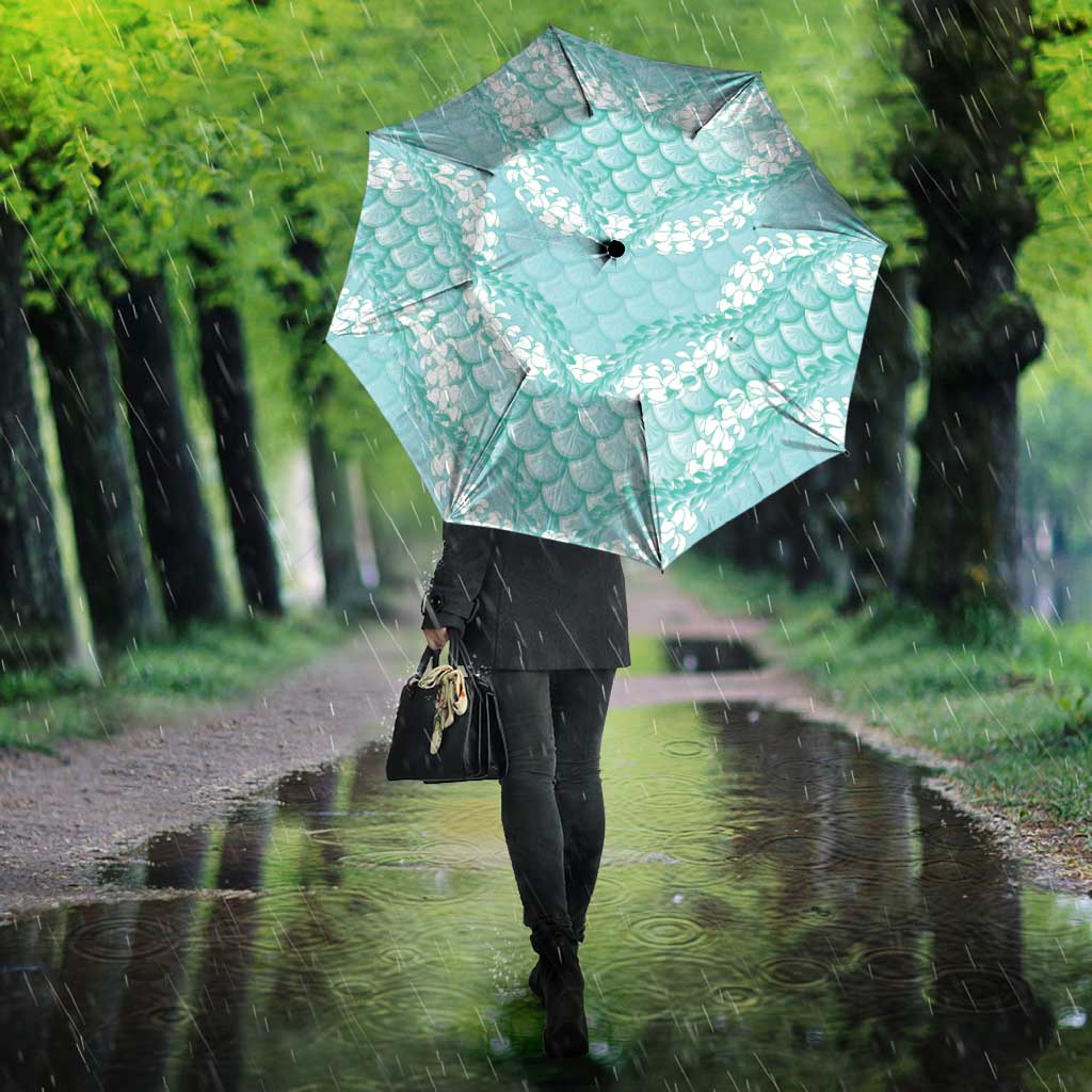 Light Turquoise Mermaid Puakenikeni Maile Lei Umbrella LT01 - Polynesian Pride