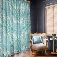 Light Turquoise Mermaid Puakenikeni Maile Lei Window Curtain LT01 - Polynesian Pride