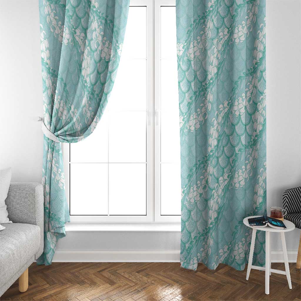 Light Turquoise Mermaid Puakenikeni Maile Lei Window Curtain LT01 - Polynesian Pride