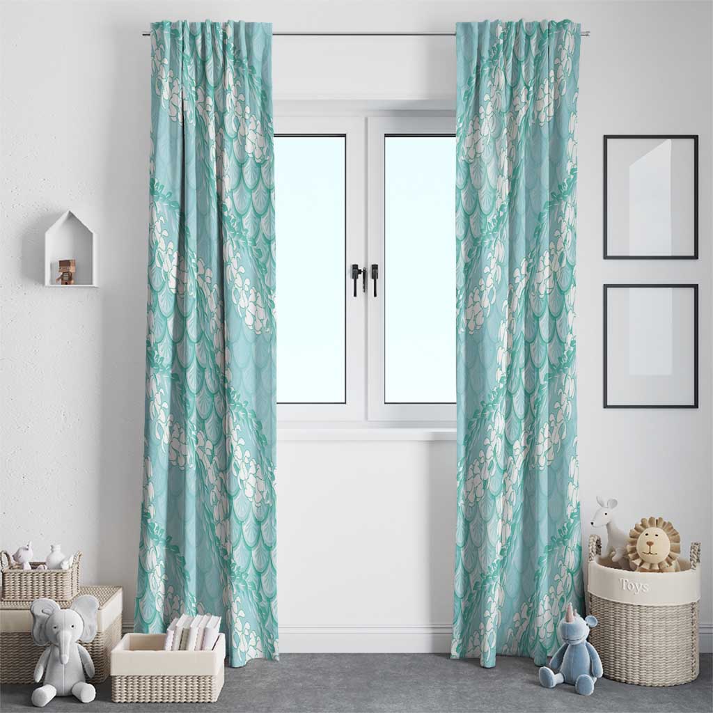 Light Turquoise Mermaid Puakenikeni Maile Lei Window Curtain LT01 - Polynesian Pride
