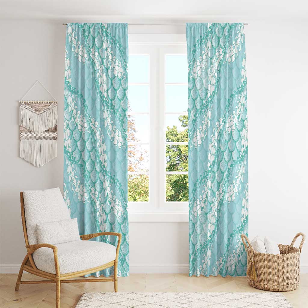 Light Turquoise Mermaid Puakenikeni Maile Lei Window Curtain LT01 - Polynesian Pride
