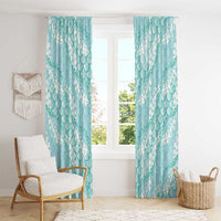 Light Turquoise Mermaid Puakenikeni Maile Lei Window Curtain LT01 - Polynesian Pride