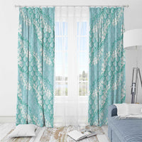 Light Turquoise Mermaid Puakenikeni Maile Lei Window Curtain LT01 - Polynesian Pride